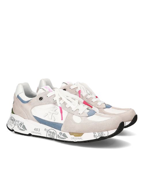 Scarpe  in pelle e camoscio colore bianco beige e celeste PREMIATA | MASE6625
