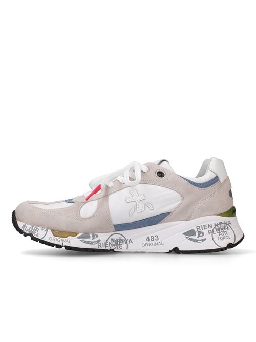 Scarpe  in pelle e camoscio colore bianco beige e celeste PREMIATA | MASE6625
