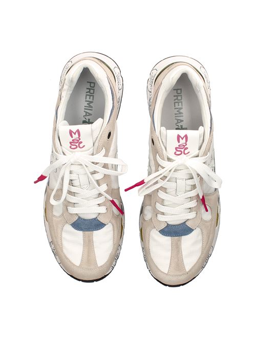 Scarpe  in pelle e camoscio colore bianco beige e celeste PREMIATA | MASE6625