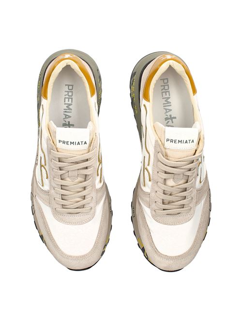 Scarpe in pelle e camoscio colore beige biaco e oro PREMIATA | MICK6613
